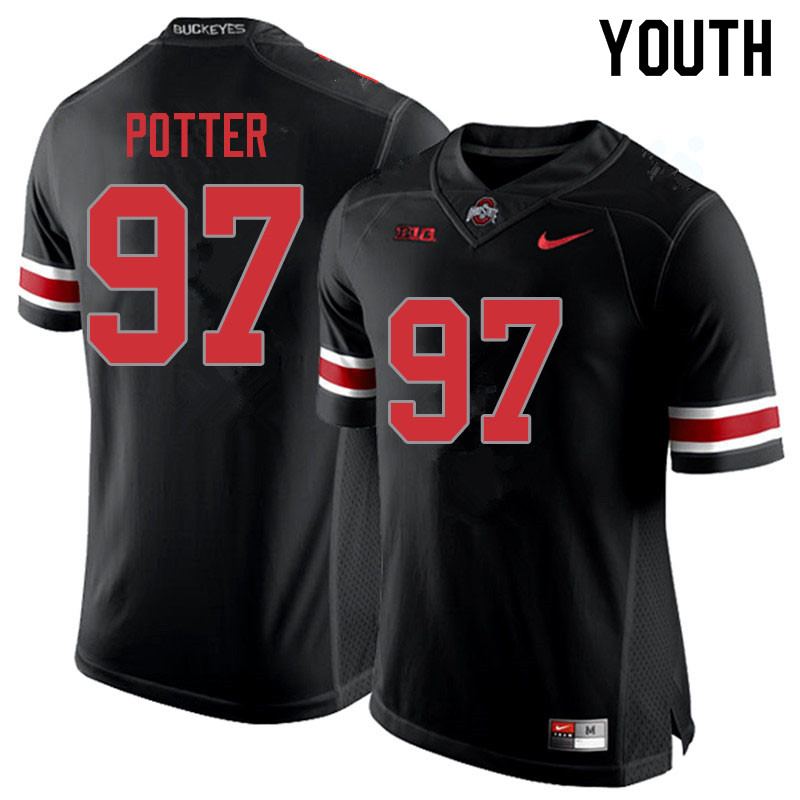 Youth #97 Noah Potter Ohio State Buckeyes College Football Jerseys Sale-Blackout